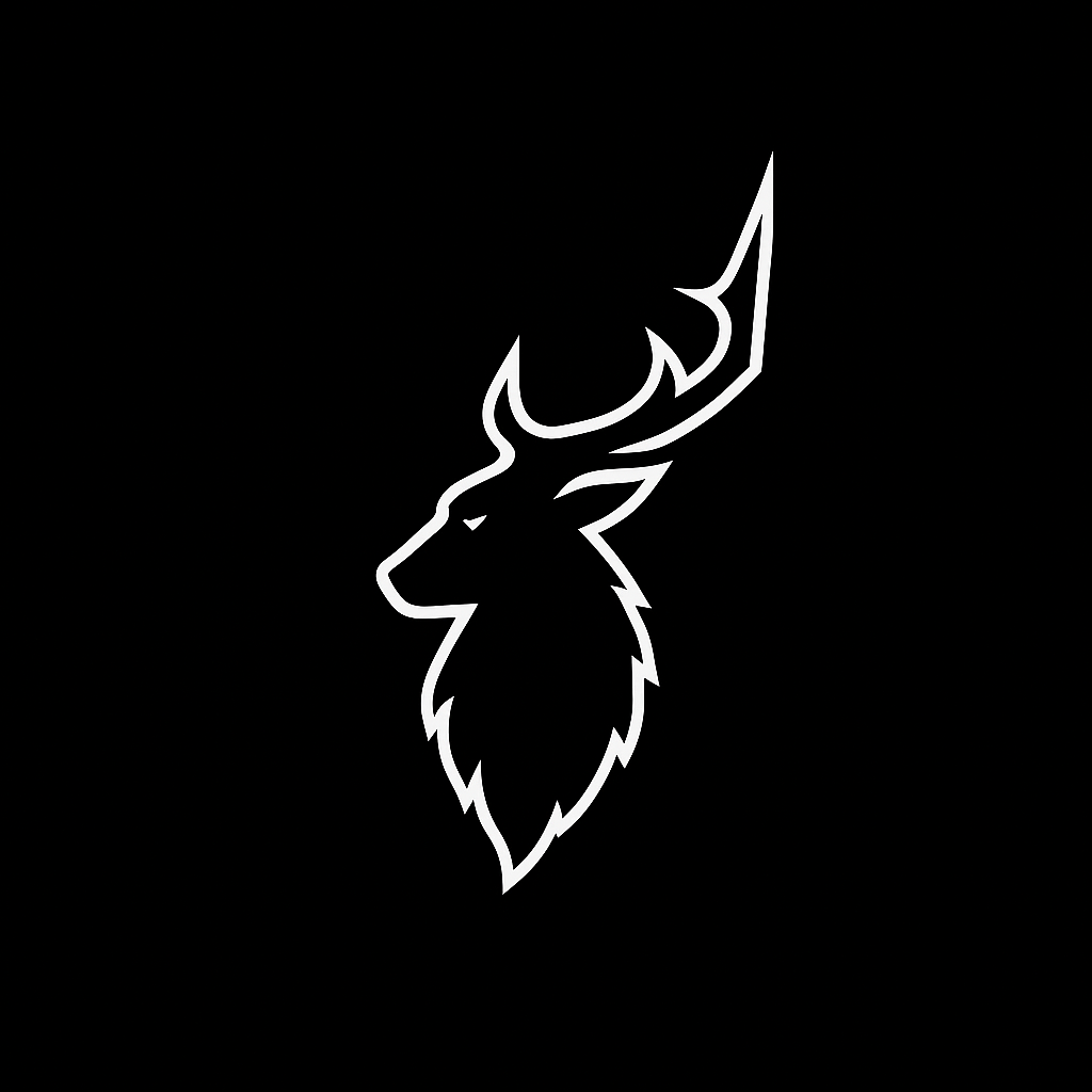 White Stag Silhouette on Black